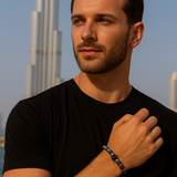 Lapis Stone, Striped Blue Agate, Paesina Stone, Gold-Plated Hematite