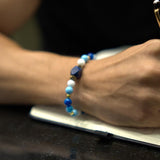 Lapis Stone, Turquoise Agate Paste, Striped Blue Agate, Gold-Plated Hematite Cubes