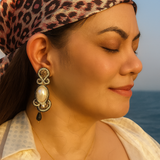 Vanessa Black Collection - Cappuccino-Colored Mother-of-Pearl, Crystal Drops, and Rhinestones