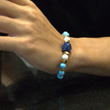 Lapis Stone, Turquoise Agate Paste, Striped Blue Agate, Gold-Plated Hematite Cubes