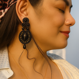 Veronica Collection - Black Onyx Cabochon and Crystal Drops