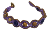 Blue Banded Agate Landscape Stone in violet embroidery