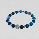 Hematite Plate with Anchor, Striped Blue Agate, Hematite Cubes