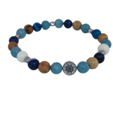 Hematite Plate with Anchor, Angelite, Paesina Stone, White Agate, Blue Agate, Hematite Cubes