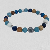 Hematite Plate with Anchor, Angelite, Paesina Stone, White Agate, Blue Agate, Hematite Cubes