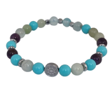 Hematite Plate with Anchor, Turquoise Paste 4 Flowers, Amethyst, Green Agate, Hematite Cubes