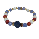 Lapis Stone, Lilac Agate, Bamboo Coral Paste, White Agate, Gold-Plated Hematite Cubes