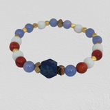 Lapis Stone, Lilac Agate, Bamboo Coral Paste, White Agate, Gold-Plated Hematite Cubes