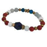 Lapis Stone, Green Agate, Turquoise Paste, Blue Sunstones, Paesina Stone, Gold-Plated Hematite Cubes