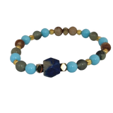 Lapis Stone, Turquoise Paste, Prehnite, Paesina Stone, Gold-Plated Hematite Cubes