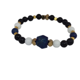 Lapis Stone, White Agate, Sunstones, Gold-Plated Hematite Cubes