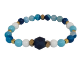 Lapis Stone, Turquoise Agate Paste, Striped Blue Agate, Gold-Plated Hematite Cubes