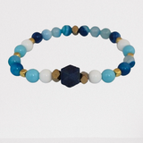 Lapis Stone, Turquoise Agate Paste, Striped Blue Agate, Gold-Plated Hematite Cubes