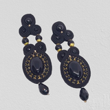 Veronica Collection - Black Onyx Cabochon and Crystal Drops