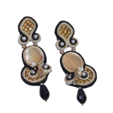 Vanessa Black Collection - Cappuccino-Colored Mother-of-Pearl, Crystal Drops, and Rhinestones