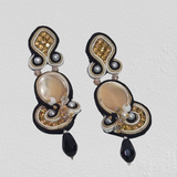 Vanessa Black Collection - Cappuccino-Colored Mother-of-Pearl, Crystal Drops, and Rhinestones