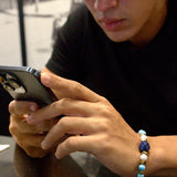 Lapis Stone, Turquoise Agate Paste, Striped Blue Agate, Gold-Plated Hematite Cubes