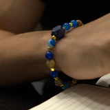 Lapis Stone, Striped Blue Agate, Paesina Stone, Gold-Plated Hematite