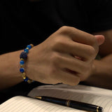 Lapis Stone, Striped Blue Agate, Paesina Stone, Gold-Plated Hematite