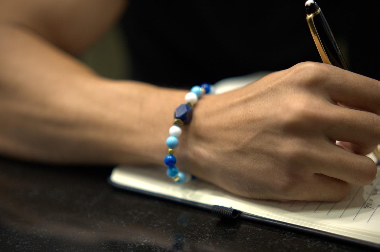 Handmade Italian men’s bracelet with lapis, turquoise agate paste and blue agate – Sir Luxury