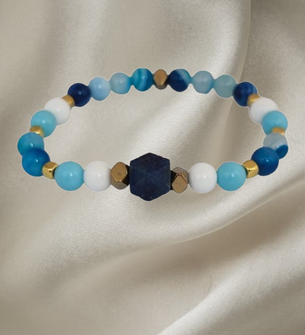 Handmade Italian men’s bracelet with lapis, turquoise agate paste and blue agate – Sir Luxury