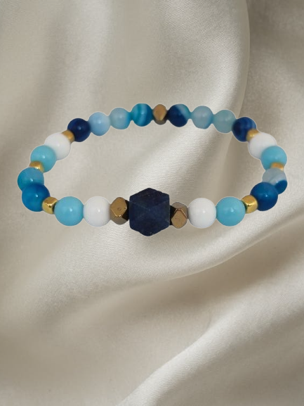 Handmade Italian men’s bracelet with lapis, turquoise agate paste and blue agate – Sir Luxury