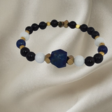 Sir Luxury - Lapis Stone, White Agate, Sunstones, Gold-Plated Hematite Cubes