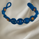 Handmade bracelet with blue agate landscape stone and blue embroidery – Sir Roberts