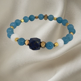 Men’s bracelet with lapis, angelite, white agate and gold-plated hematite – Sir Luxury