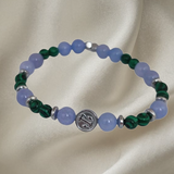 Men’s bracelet with hematite anchor plate, lilac agate, hematite rondelets and malachite – Sir Edwin