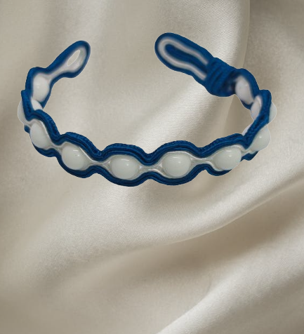 Handmade bracelet with white agate and blue embroidery – Sir Roberts