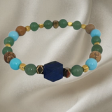 Men’s bracelet with lapis, green agate, turquoise paste, paesina stone and gold-plated hematite – Sir Luxury