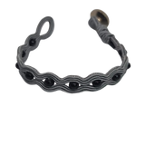 Black Onyx wrapped in dark grey embroidery