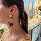 Handmade Italian earrings with golden cabochon and soutache embroidery – Nara Collection
