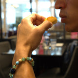 Lapis Stone, Green Agate, Turquoise Paste, Paesina Stone, Gold-Plated Hematite Cubes