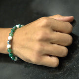 Men’s bracelet with hematite anchor plate, white agate, green agate and hematite cubes – Sir Edwin