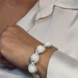 Handmade Italian white agate bracelet with gold embroidered frame – Chic Collection