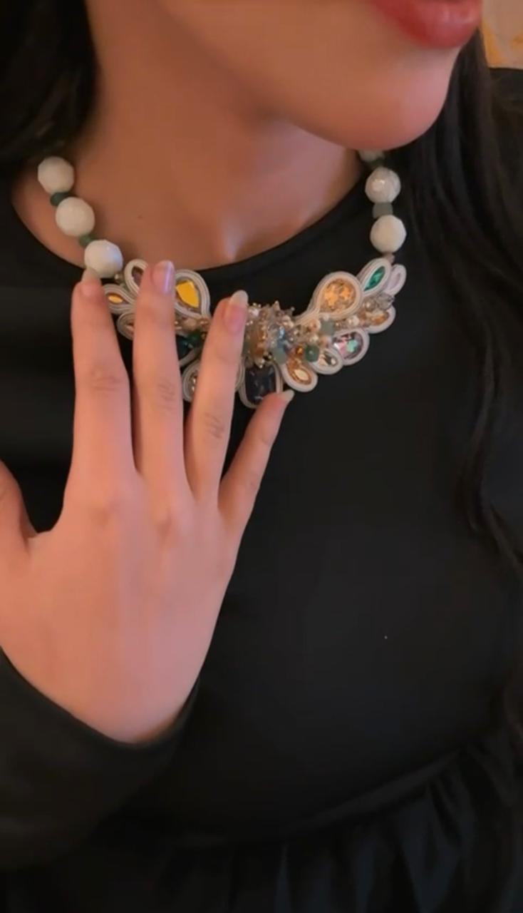 Handmade Italian multicolor agate and Swarovski necklace – Silfide Collection