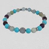 Hematite Plate with Anchor, Turquoise Paste 4 Flowers, Amethyst, Green Agate, Hematite Cubes