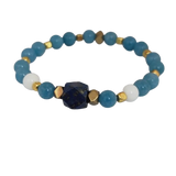Men’s bracelet with lapis, angelite, white agate and gold-plated hematite – Sir Luxury