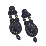 Veronica Collection - Black Onyx Cabochon and Crystal Drops