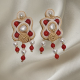 Handmade Italian pearl and coral chandelier earrings – Fleur-Chandelier Collection