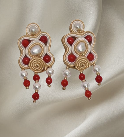 Handmade Italian pearl and coral chandelier earrings – Fleur-Chandelier Collection