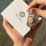 Vanessa Black Collection - Cappuccino-Colored Mother-of-Pearl, Crystal Drops, and Rhinestones