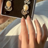 Vanessa Black Collection - Cappuccino-Colored Mother-of-Pearl, Crystal Drops, and Rhinestones