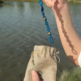 Blue Agate Landscape Stone in blue color embroidery