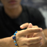 Lapis Stone, Striped Blue Agate, Paesina Stone, Gold-Plated Hematite