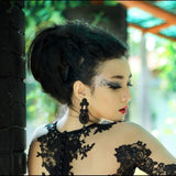 Veronica Collection - Black Onyx Cabochon and Crystal Drops