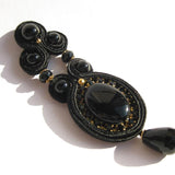 Veronica Collection - Black Onyx Cabochon and Crystal Drops