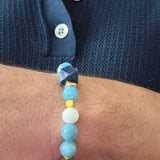 Men’s bracelet with lapis, angelite, white agate and gold-plated hematite – Sir Luxury